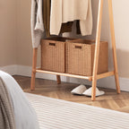 HBlife Wicker Baskets, Set of 3 Foldable Hand-Woven Paper Rope Storage Baskets, Caramel