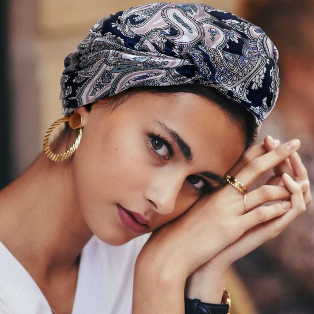 HBlife Large Square Women's Satin Head Scarf Bandana, Multicolor, 4 Pack