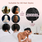 HBlife Adjustable Silk Satin Hair Bonnet for Sleeping Women,Double Layer,Night Turban for Large Long Curly Braid Women Men Hair - Black