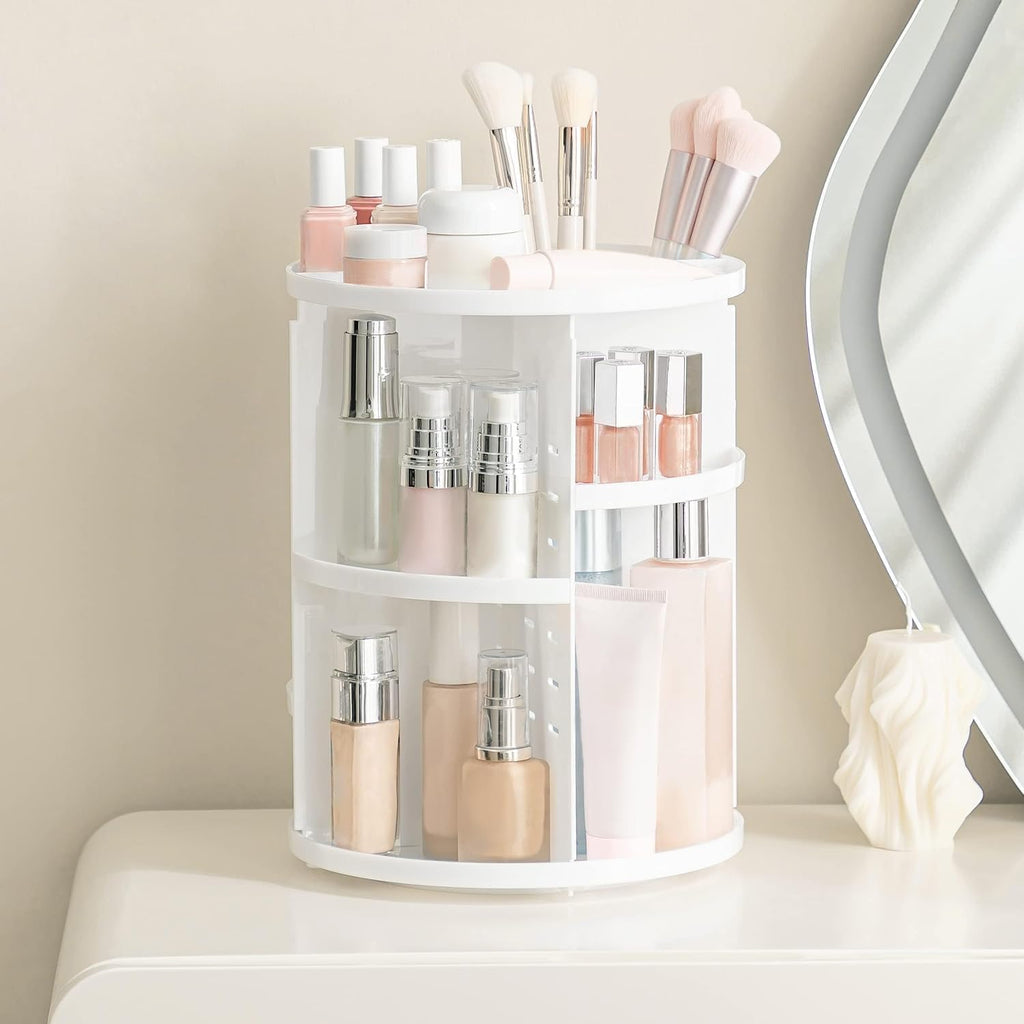 HBlife Extra Large 360 Rotating Makeup Organizer Adjustable Carousel Large Capacity Revolving Perfume Organizer Skincare Organizers Cosmetic Storage Spinning Holder for Vanity, Black