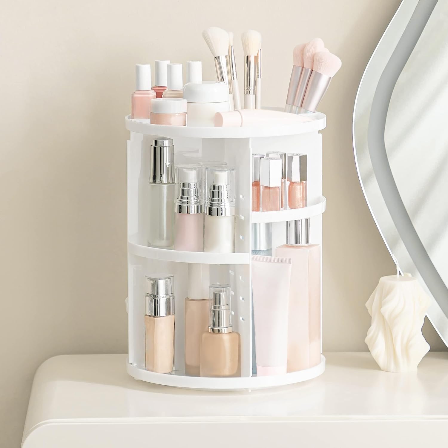 HBlife Extra Large 360 Rotating Makeup Organizer Adjustable Carousel Large Capacity Revolving Perfume Organizer Skincare Organizers Cosmetic Storage Spinning Holder for Vanity, Black