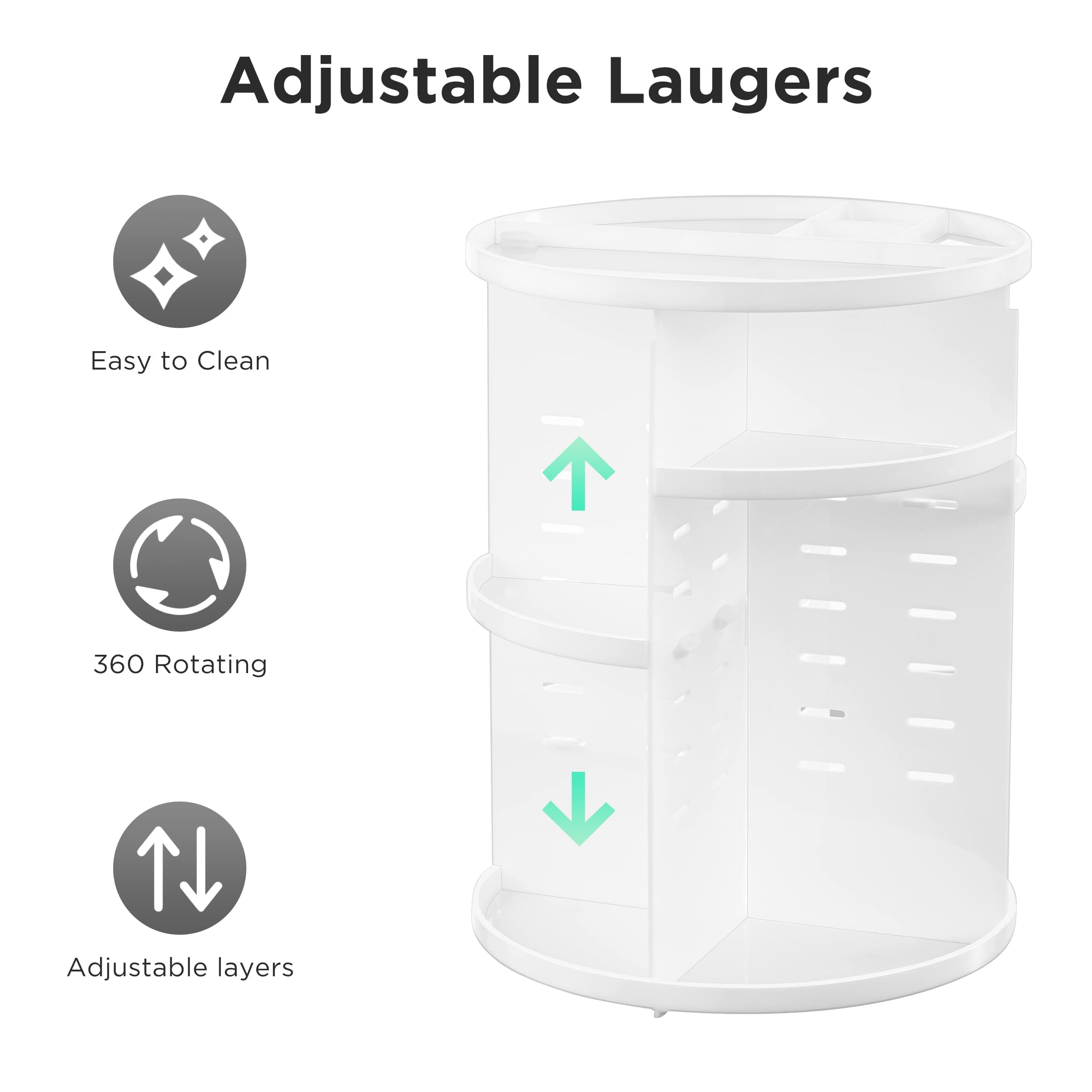 HBlife Extra Large 360 Rotating Makeup Organizer Adjustable Carousel Large Capacity Revolving Perfume Organizer Skincare Organizers Cosmetic Storage Spinning Holder for Vanity, Black