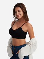 Angelhood Sports Cami Bras Pack for Women - Basic V-Neck Padded Seamless Bras with No Underwire
