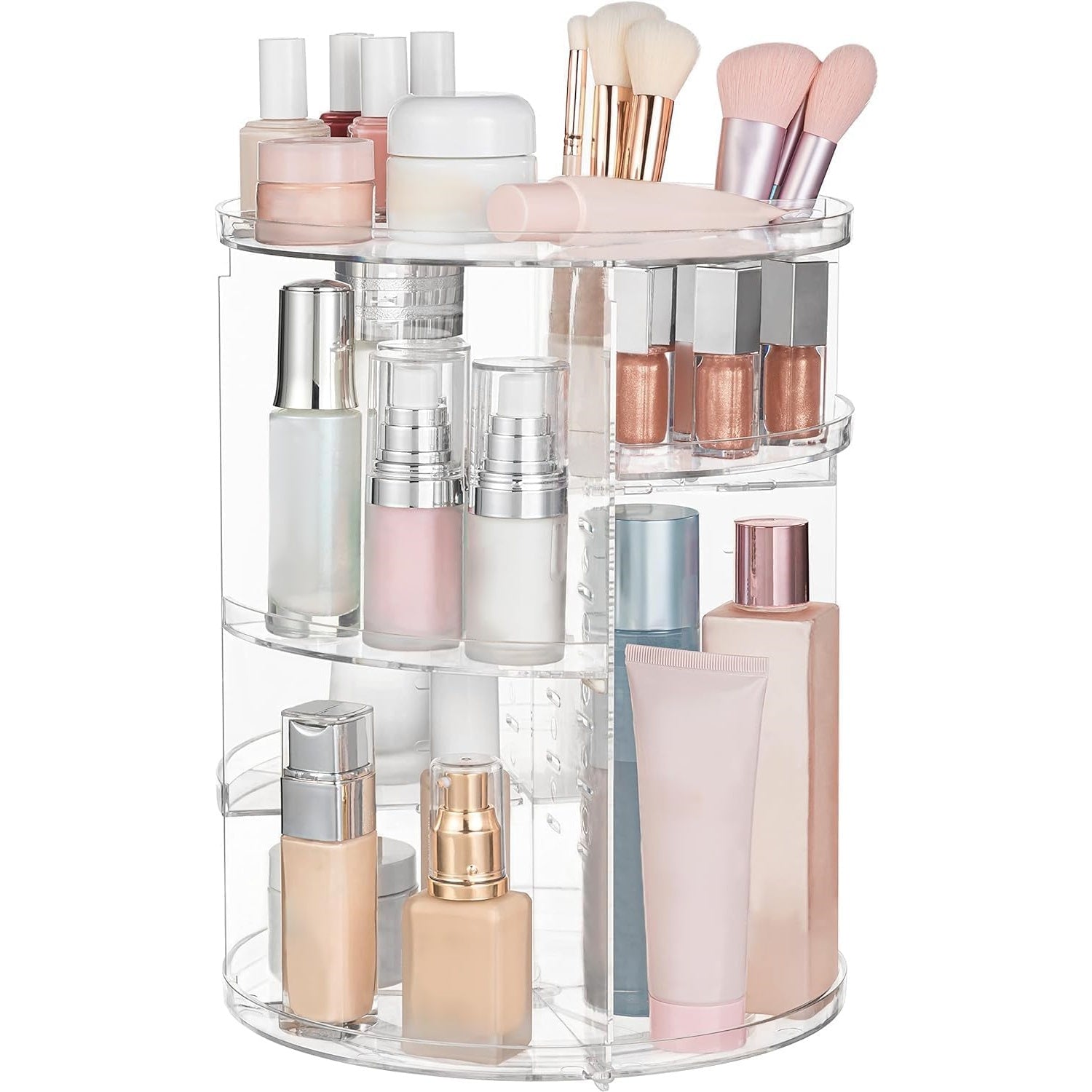 HBlife Extra Large 360 Rotating Makeup Organizer Adjustable Carousel Large Capacity Revolving Perfume Organizer Skincare Organizers Cosmetic Storage Spinning Holder for Vanity, Black