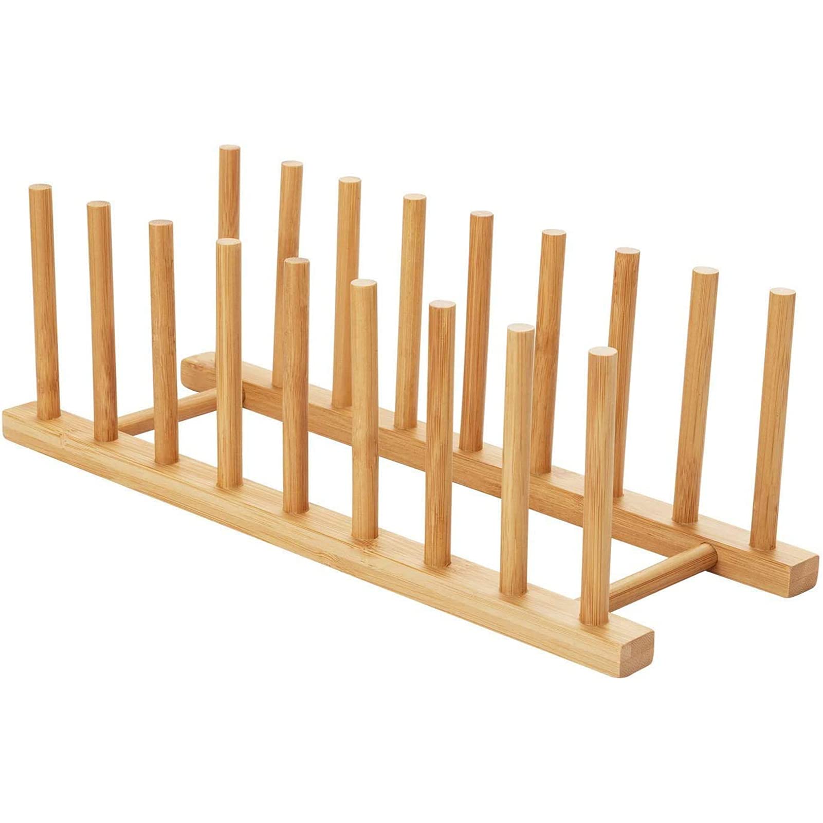 HBlife Acacia Wooden Dish Dying Rack Pot Lid Plate Organizer Holder for Cabinet, Cutting Board Stand Drainer Storage Plate Rack for Dish, Pot Lid, Bowl, Cup, Cutting Board and Books