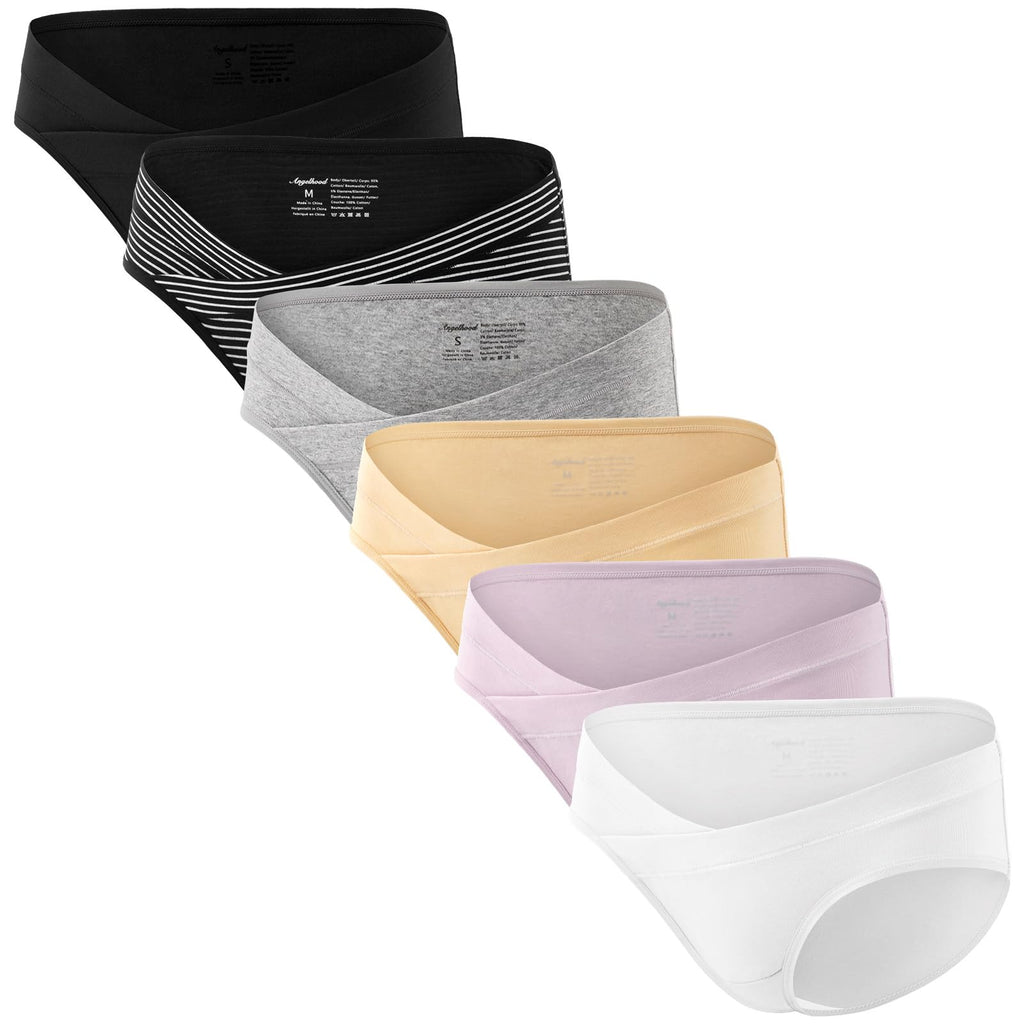 Angelhood 6 Pack Womens Cotton Maternity Underwear,Healthy Maternity Pregnancy Panties Postpartum Mother Under Bump Underwear
