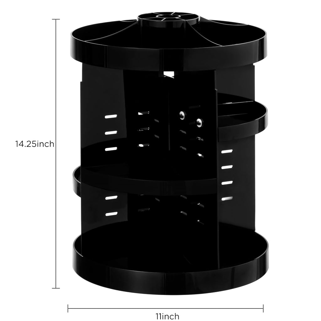 HBlife Extra Large 360 Rotating Makeup Organizer Adjustable Carousel Large Capacity Revolving Perfume Organizer Skincare Organizers Cosmetic Storage Spinning Holder for Vanity, Black