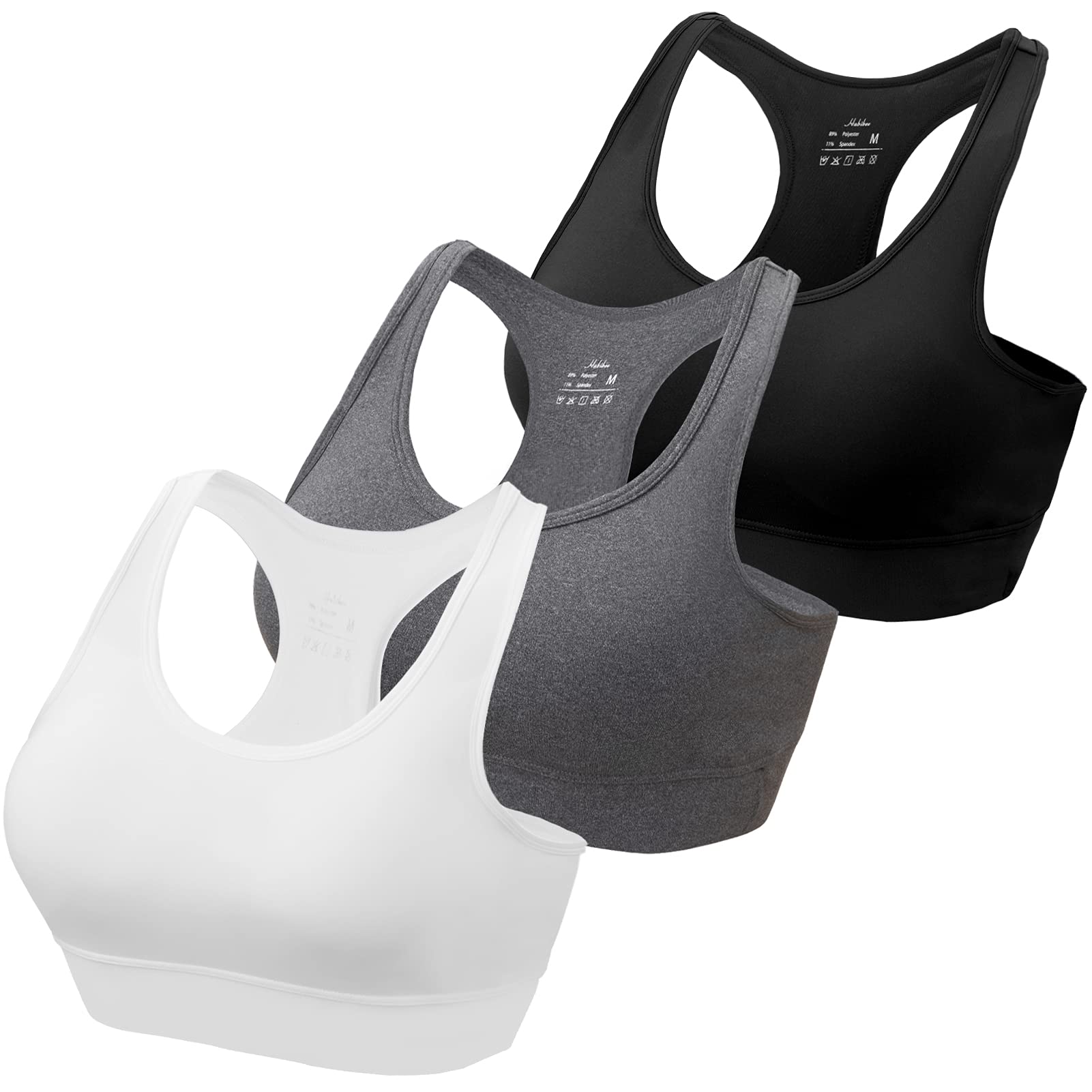 HBlife Sports Bras for Women, Seamless Racerback Bra with Removable Padded, Medium Support Bra for Yoga Workout Fitness