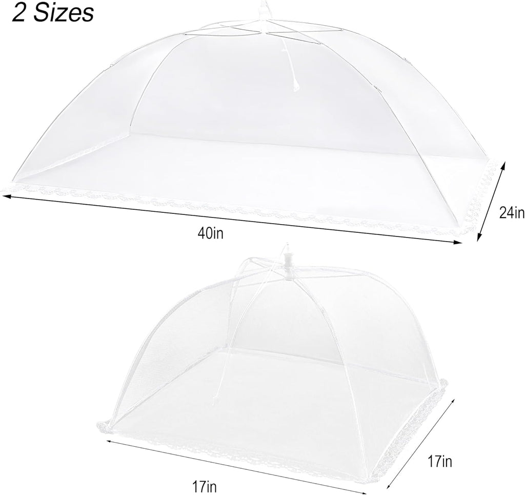 Mesh Food Covers for Outside - 1 Extra Large (40 x 24 in) & 6 Large (17 x 17 in) Food Tents, Collapsible and Reusable Food Covers for Outdoors Picnic, BBQ, Camping, Party Supplies