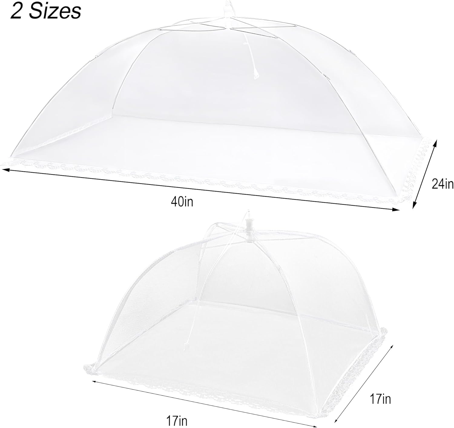 Mesh Food Covers for Outside - 1 Extra Large (40 x 24 in) & 6 Large (17 x 17 in) Food Tents, Collapsible and Reusable Food Covers for Outdoors Picnic, BBQ, Camping, Party Supplies