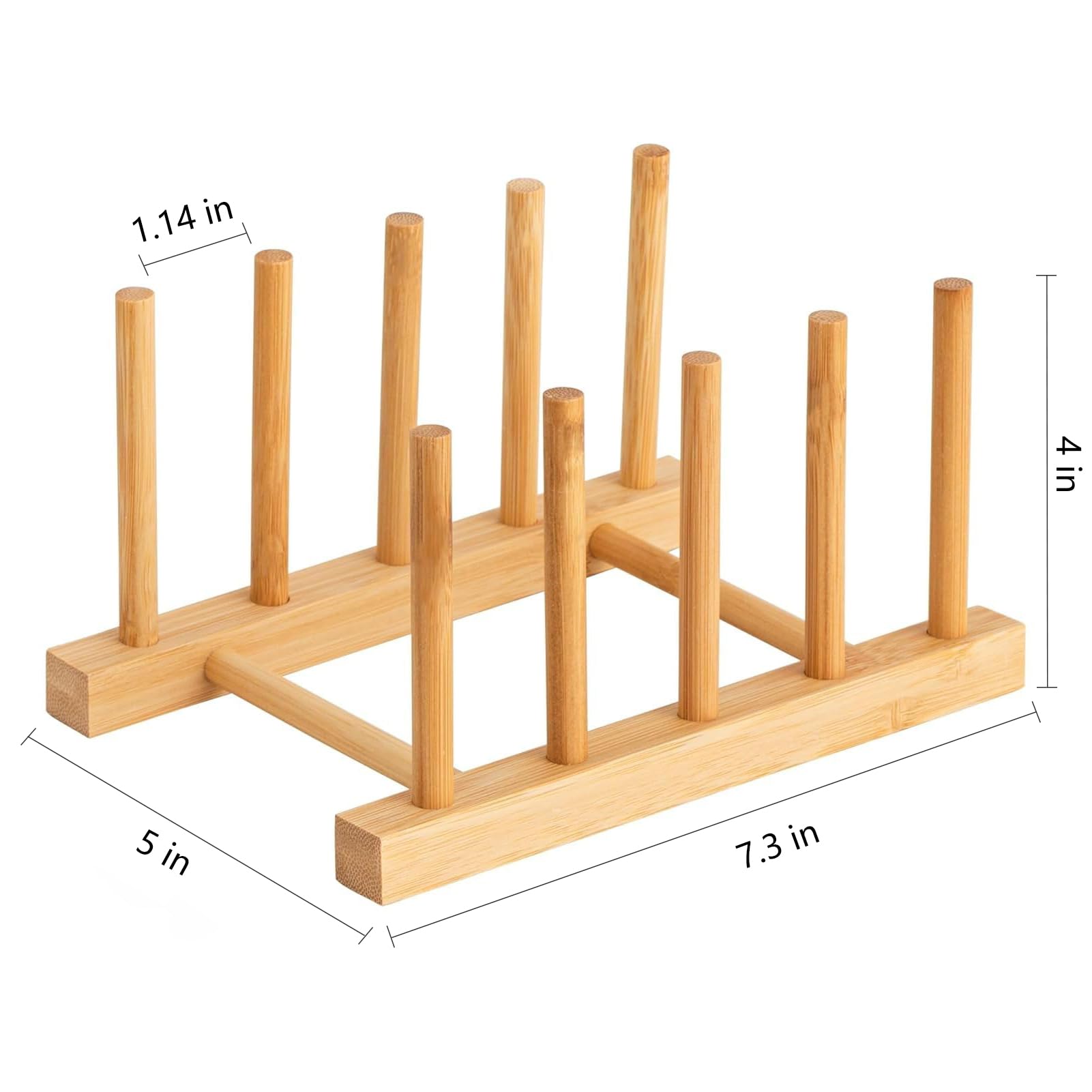 HBlife Acacia Wooden Dish Dying Rack Pot Lid Plate Organizer Holder for Cabinet, Cutting Board Stand Drainer Storage Plate Rack for Dish, Pot Lid, Bowl, Cup, Cutting Board and Books