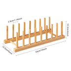 HBlife Acacia Wooden Dish Dying Rack Pot Lid Plate Organizer Holder for Cabinet, Cutting Board Stand Drainer Storage Plate Rack for Dish, Pot Lid, Bowl, Cup, Cutting Board and Books