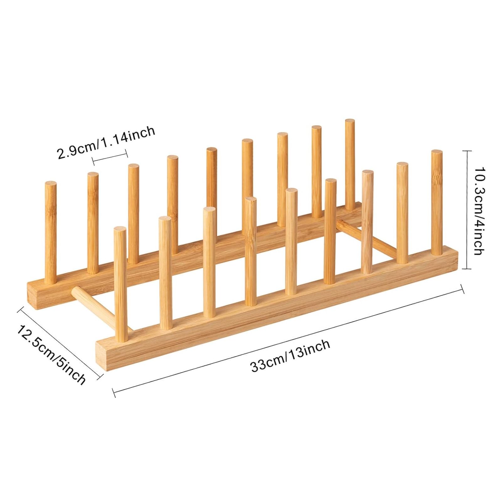 HBlife Acacia Wooden Dish Dying Rack Pot Lid Plate Organizer Holder for Cabinet, Cutting Board Stand Drainer Storage Plate Rack for Dish, Pot Lid, Bowl, Cup, Cutting Board and Books