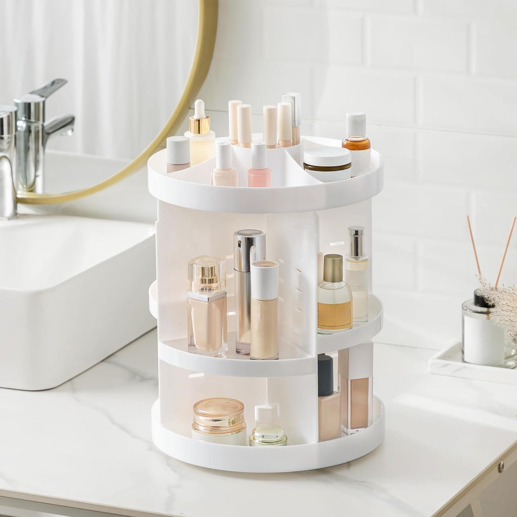 HBlife Extra Large 360 Rotating Makeup Organizer Adjustable Carousel Large Capacity Revolving Perfume Organizer Skincare Organizers Cosmetic Storage Spinning Holder for Vanity, Black