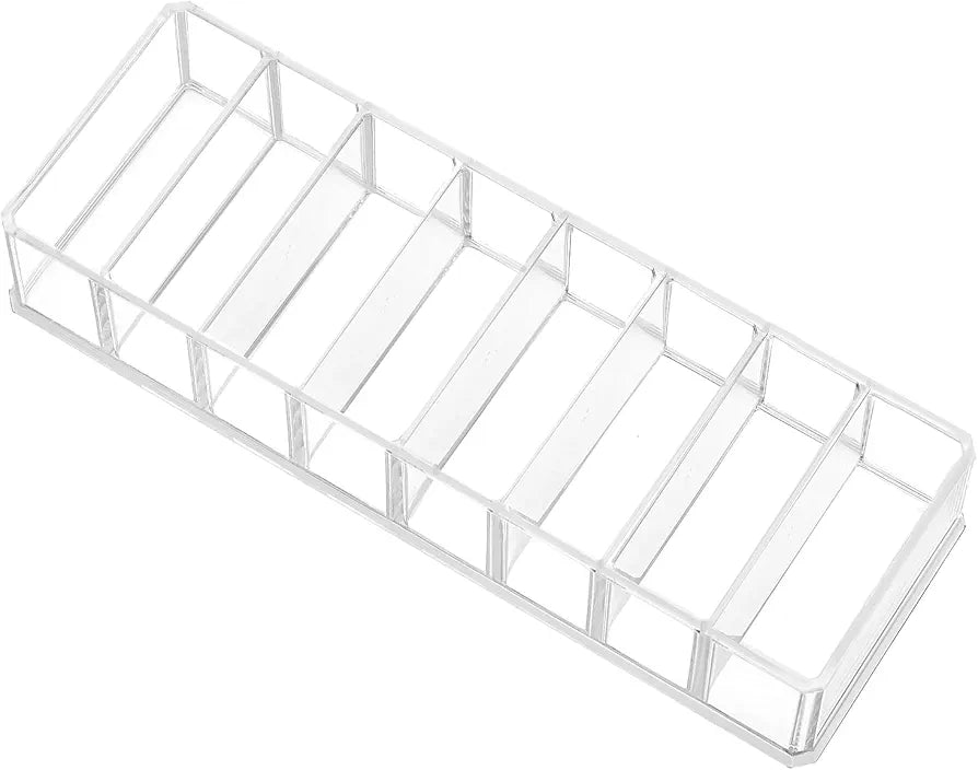 HBlife 2 Pack Clear Acrylic Makeup Compact Organizer, 8 Spaces Vanity Organizer Stand Eyeshadow Pallet Storage for Lipstick Bronzer Powder Highlighter, Skincare Cosmetic Display Cases for Bathroom