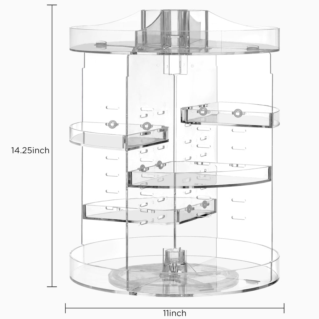 HBlife Extra Large 360 Rotating Makeup Organizer Adjustable Carousel Large Capacity Revolving Perfume Organizer Skincare Organizers Cosmetic Storage Spinning Holder for Vanity, Black