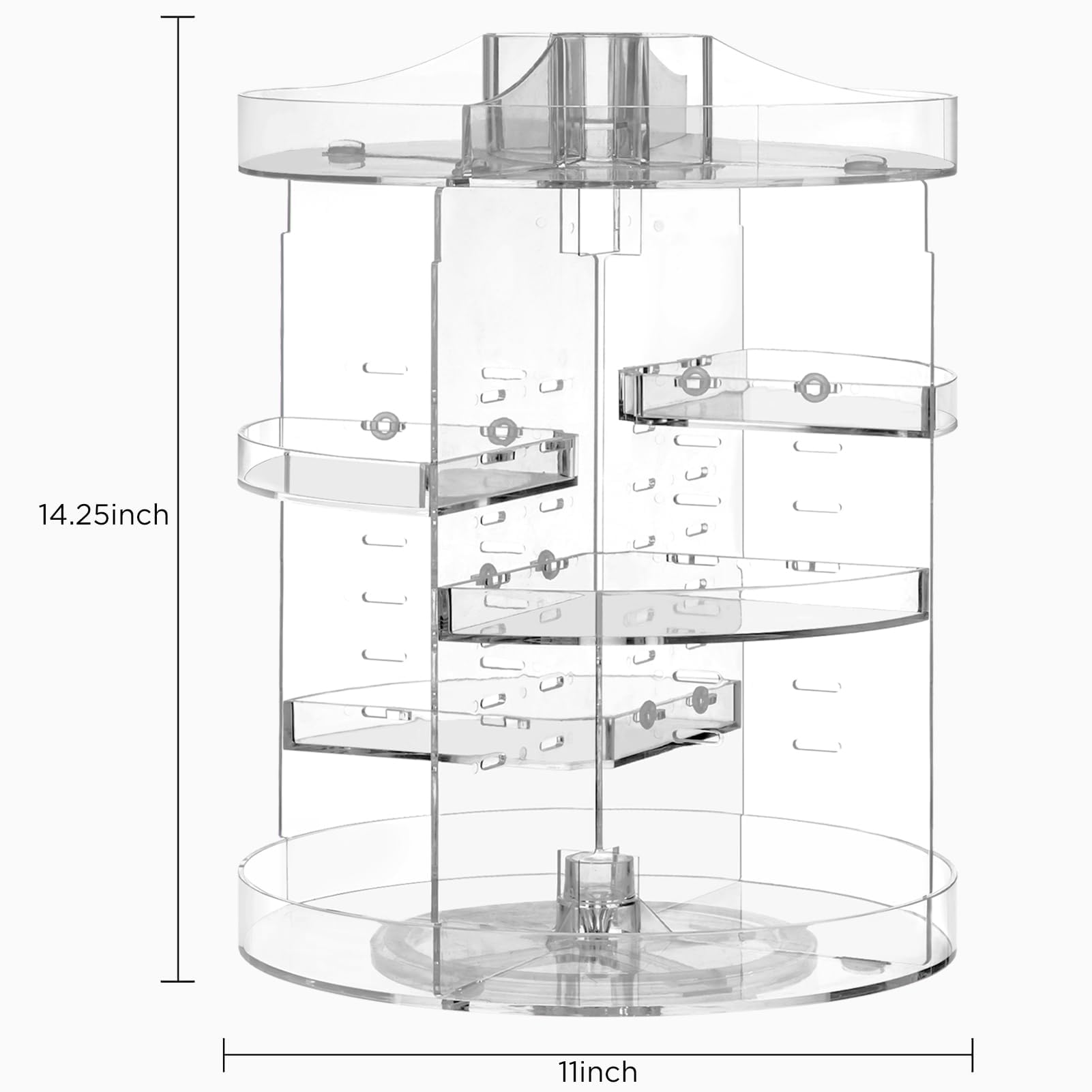 HBlife Extra Large 360 Rotating Makeup Organizer Adjustable Carousel Large Capacity Revolving Perfume Organizer Skincare Organizers Cosmetic Storage Spinning Holder for Vanity, Black