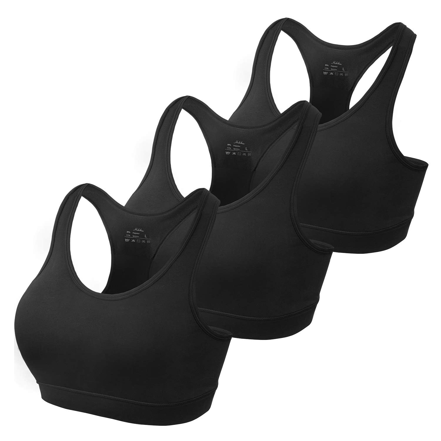HBlife Sports Bras for Women, Seamless Racerback Bra with Removable Padded, Medium Support Bra for Yoga Workout Fitness
