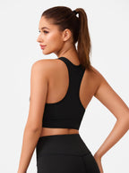 HBlife Sports Bras for Women, Seamless Racerback Bra with Removable Padded, Medium Support Bra for Yoga Workout Fitness