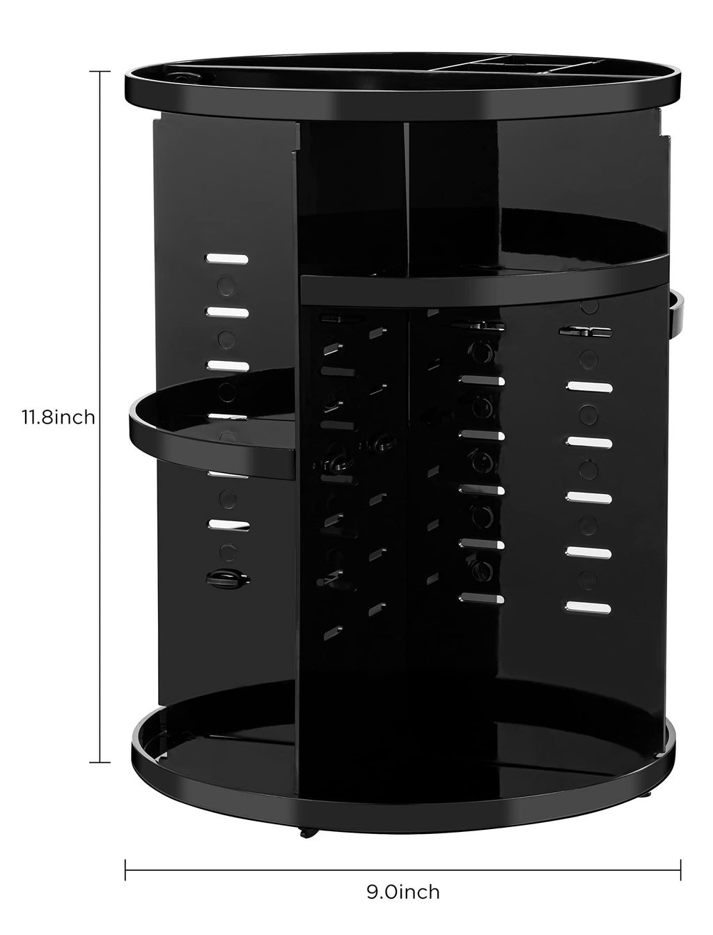 HBlife Extra Large 360 Rotating Makeup Organizer Adjustable Carousel Large Capacity Revolving Perfume Organizer Skincare Organizers Cosmetic Storage Spinning Holder for Vanity, Black