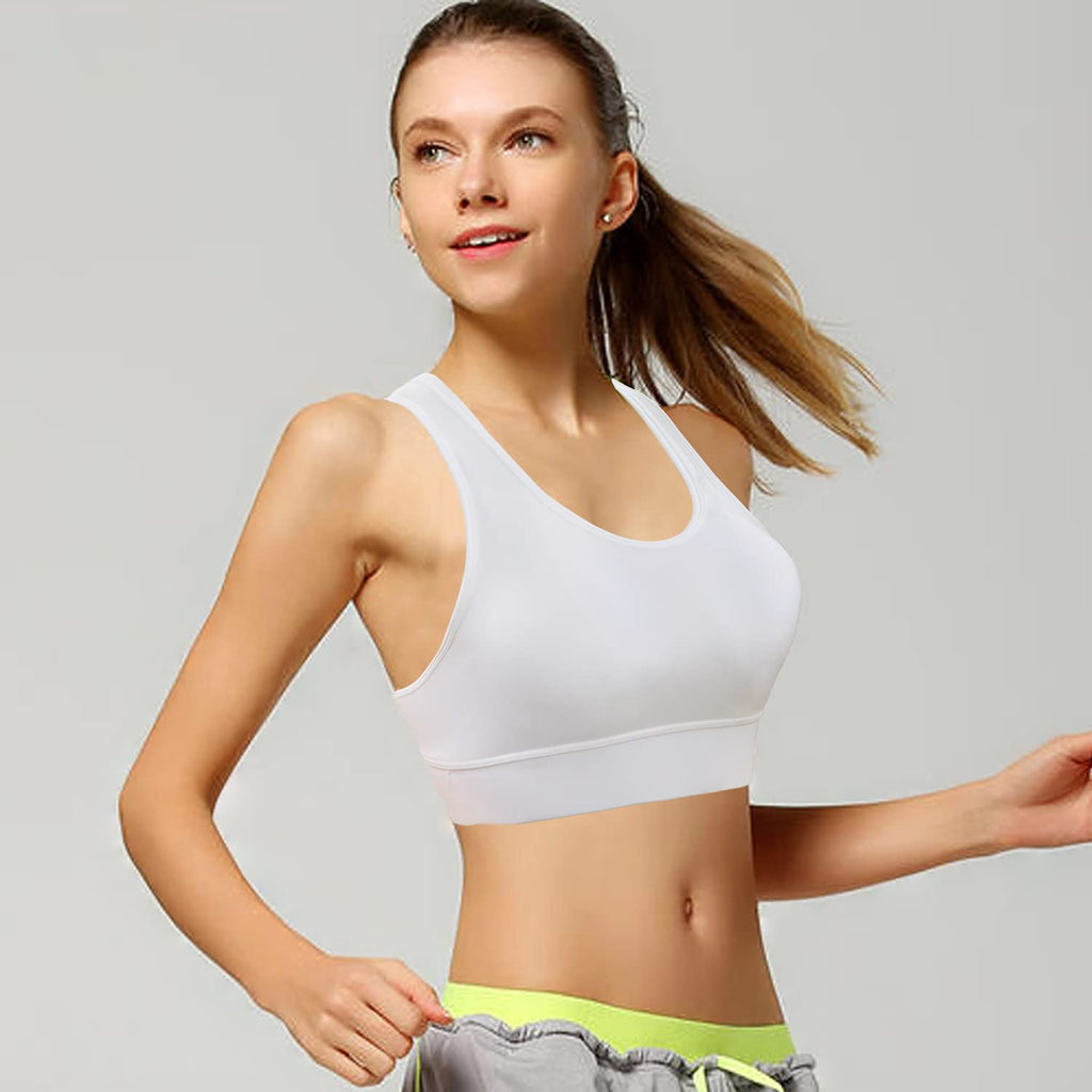 HBlife Sports Bras for Women, Seamless Racerback Bra with Removable Padded, Medium Support Bra for Yoga Workout Fitness