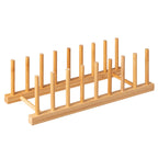 HBlife Acacia Wooden Dish Dying Rack Pot Lid Plate Organizer Holder for Cabinet, Cutting Board Stand Drainer Storage Plate Rack for Dish, Pot Lid, Bowl, Cup, Cutting Board and Books
