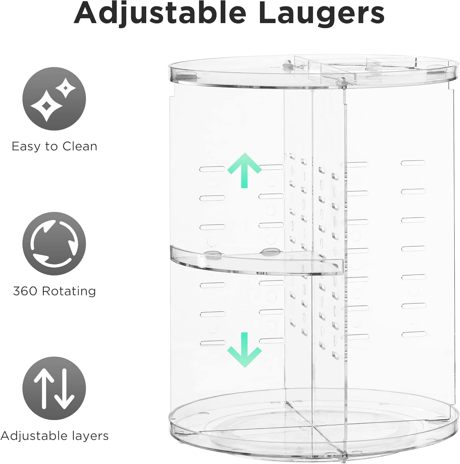 HBlife Extra Large 360 Rotating Makeup Organizer Adjustable Carousel Large Capacity Revolving Perfume Organizer Skincare Organizers Cosmetic Storage Spinning Holder for Vanity, Black
