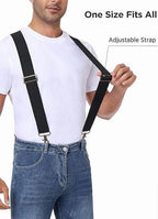 HBlife Men's X-Back 2 Inches Wide Heavy Duty Clips Adjustable Suspenders, Black