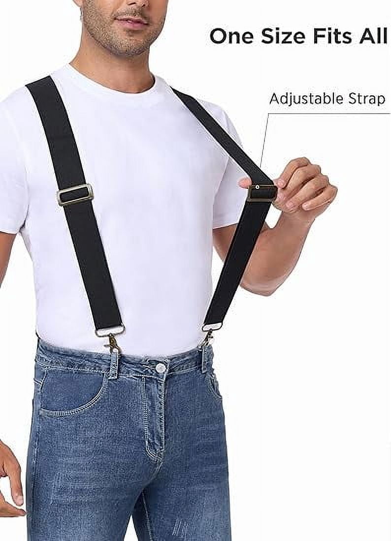HBlife Men's X-Back 2 Inches Wide Heavy Duty Clips Adjustable Suspenders, Black