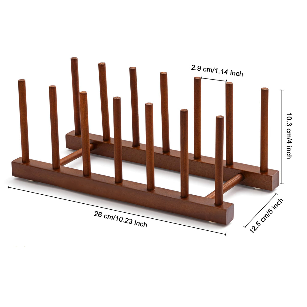 HBlife Teak Dish Plate Bowl Cup Book Pot Lid Cutting Board Drying Rack Stand Drainer Storage Holder Organizer Kitchen Cabinet（Keep Dry）