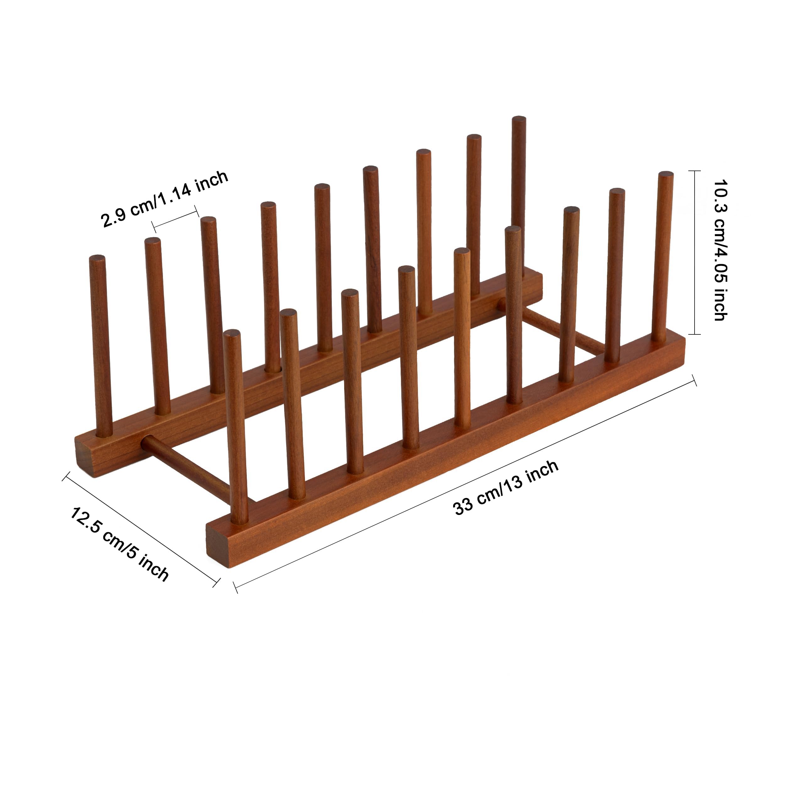 HBlife Teak Dish Plate Bowl Cup Book Pot Lid Cutting Board Drying Rack Stand Drainer Storage Holder Organizer Kitchen Cabinet（Keep Dry）