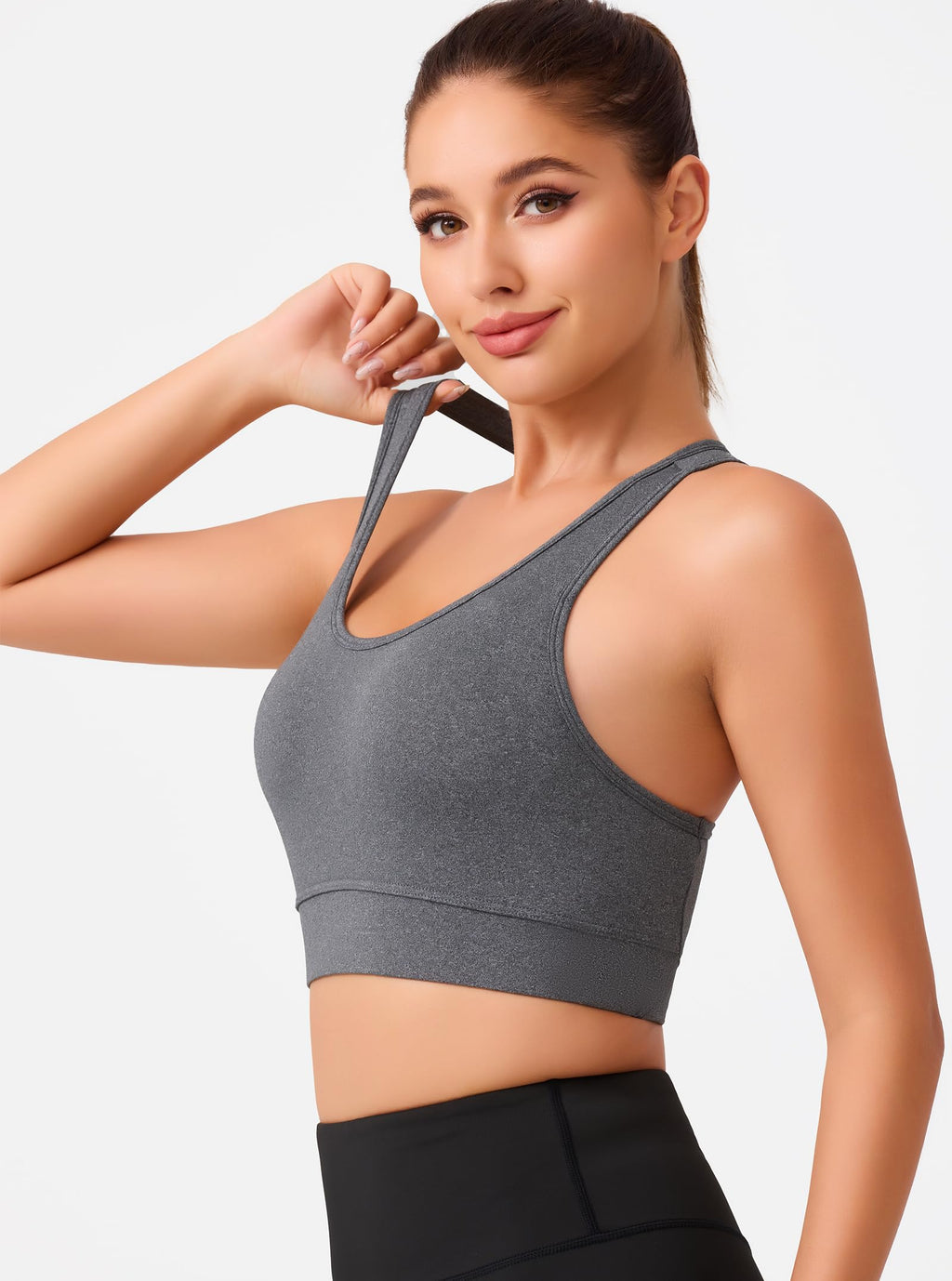 HBlife Sports Bras for Women, Seamless Racerback Bra with Removable Padded, Medium Support Bra for Yoga Workout Fitness