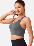 HBlife Sports Bras for Women, Seamless Racerback Bra with Removable Padded, Medium Support Bra for Yoga Workout Fitness