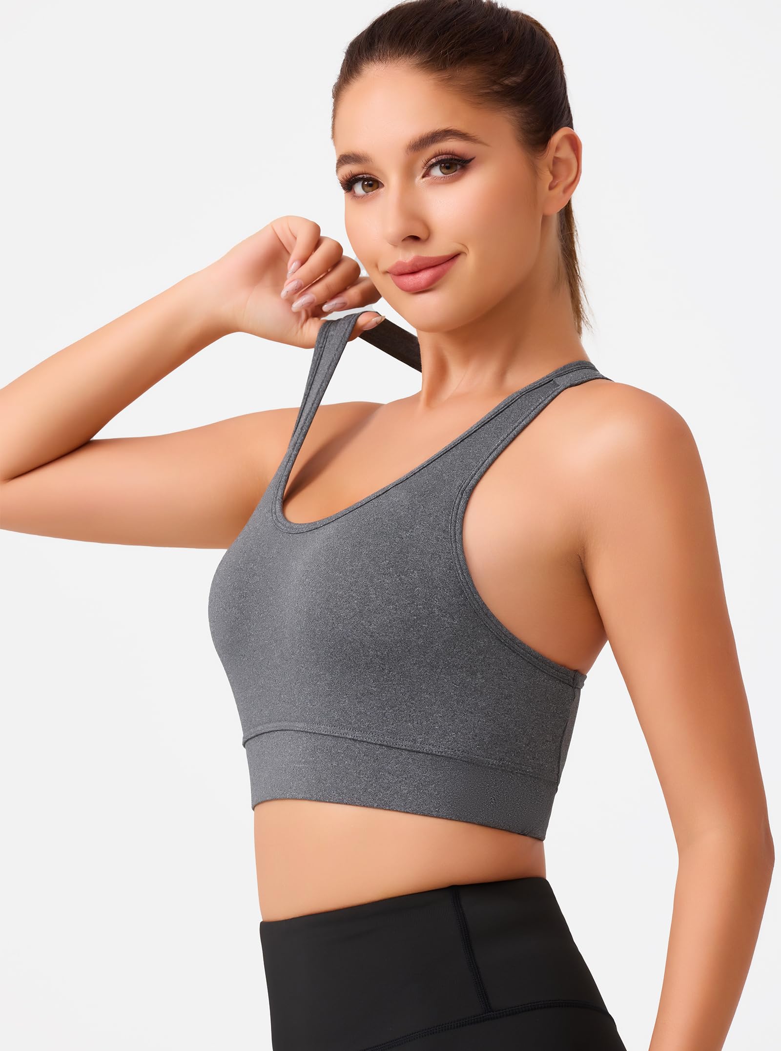 HBlife Sports Bras for Women, Seamless Racerback Bra with Removable Padded, Medium Support Bra for Yoga Workout Fitness