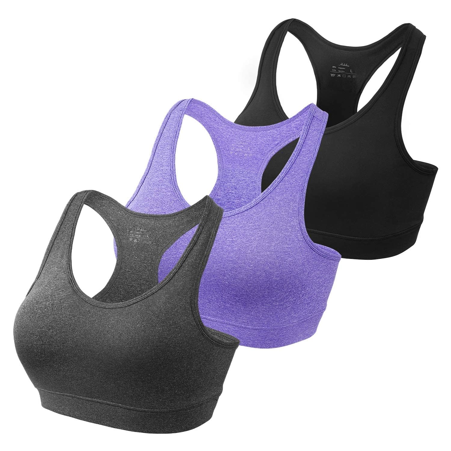 HBlife Sports Bras for Women, Seamless Racerback Bra with Removable Padded, Medium Support Bra for Yoga Workout Fitness