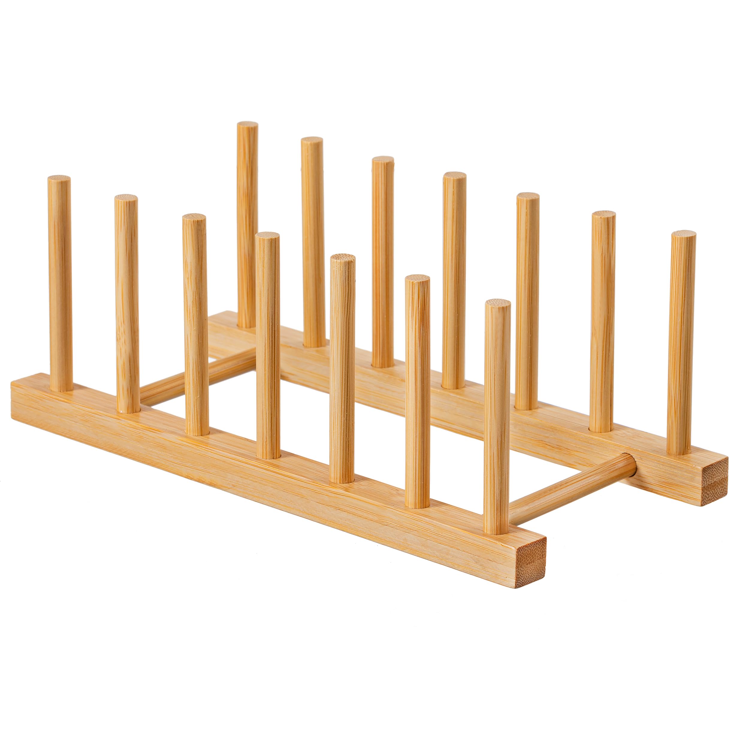 HBlife Acacia Wooden Dish Dying Rack Pot Lid Plate Organizer Holder for Cabinet, Cutting Board Stand Drainer Storage Plate Rack for Dish, Pot Lid, Bowl, Cup, Cutting Board and Books