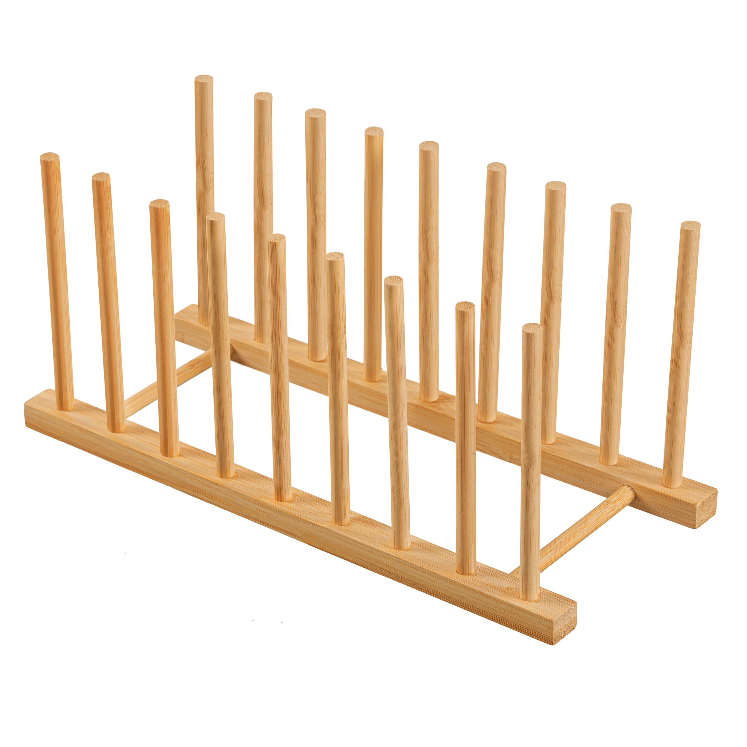 HBlife Heighten and Widen Bamboo Dish Drying Rack Plate Bowl Cup Book Pot Lid Cutting Board Stand Drainer Storage Holder Organizer for Kitchen Cabinet