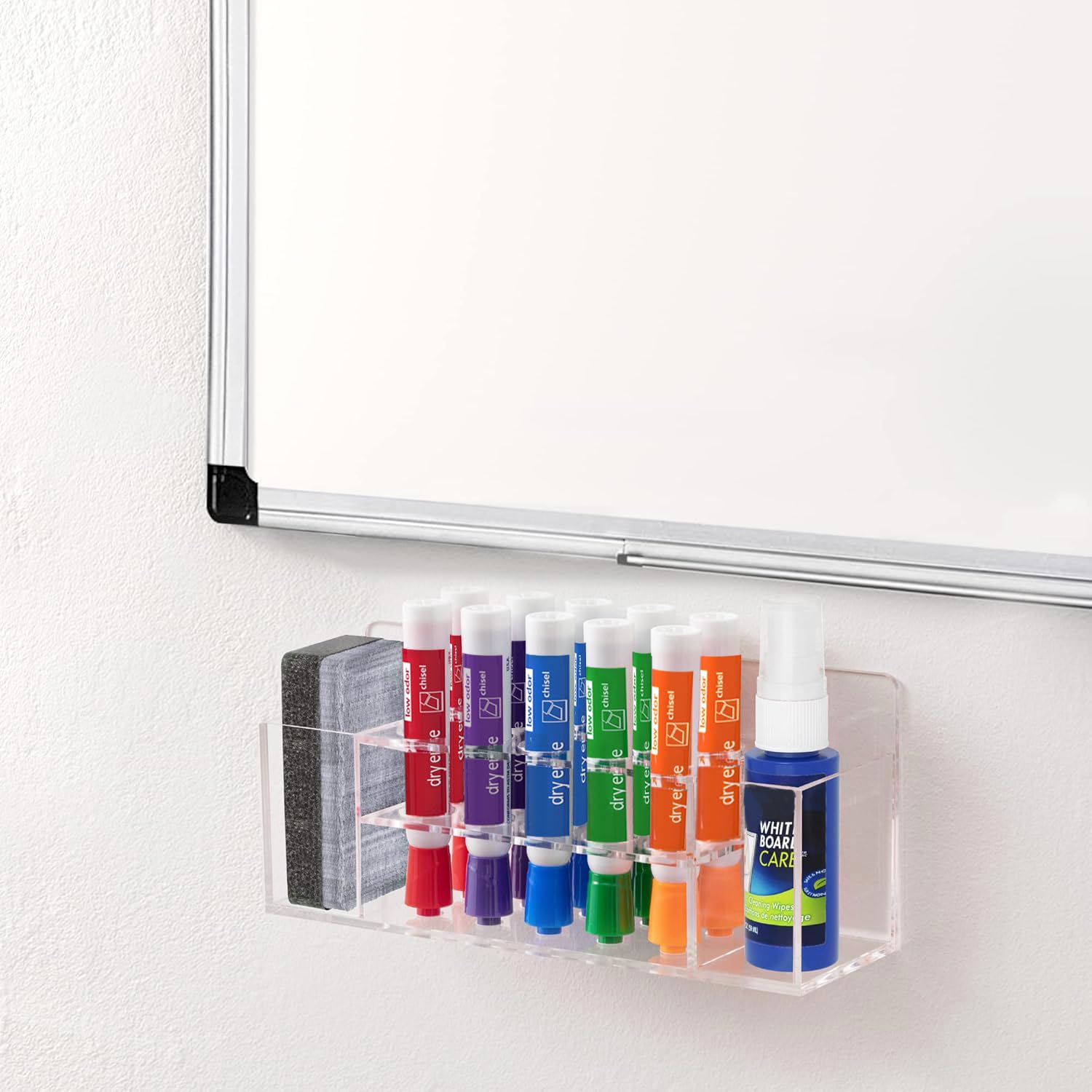 HBlife Acrylic Magnetic Dry Erase Marker Holder for Whiteboard, Wall Mount 10 Slots Magnet Pen Pencil Holder for Fridge Refrigerator, Locker Organizer Accessories for School Classroom Office, Black