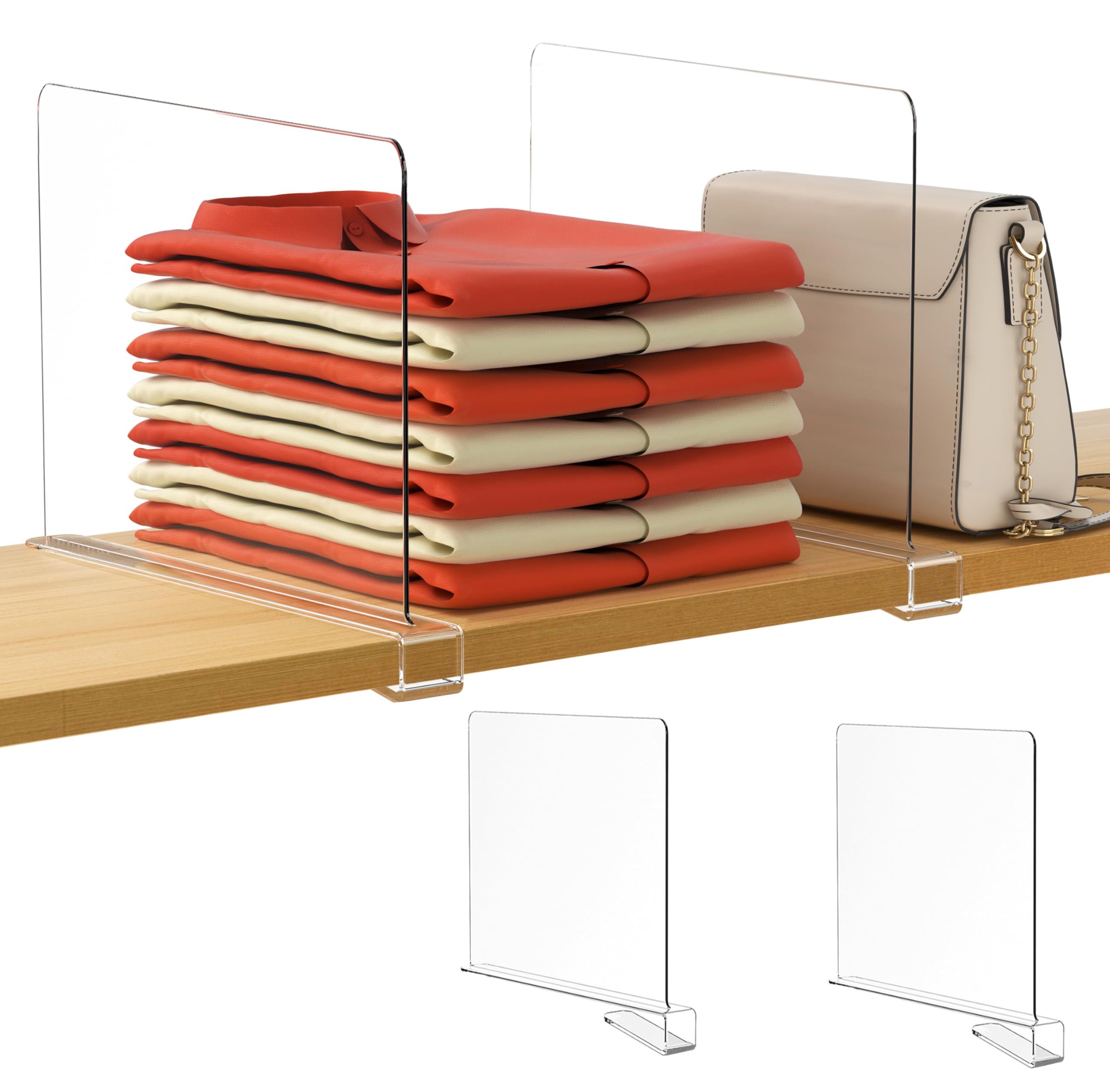 HBlife 6 Black Shelf Dividers, Vertical Purse Organizer for Closet Perfect for Sweater, Shirts, Handbags in Bedroom and Kitchen, Adjustable Acrylic Bookshelf for Organization