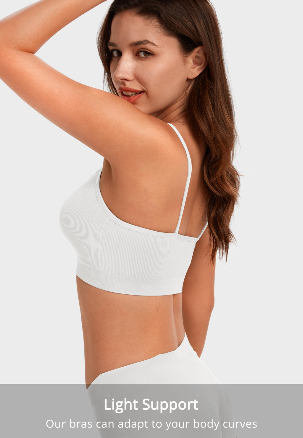 Angelhood Sports Cami Bras Pack for Women - Basic V-Neck Padded Seamless Bras with No Underwire