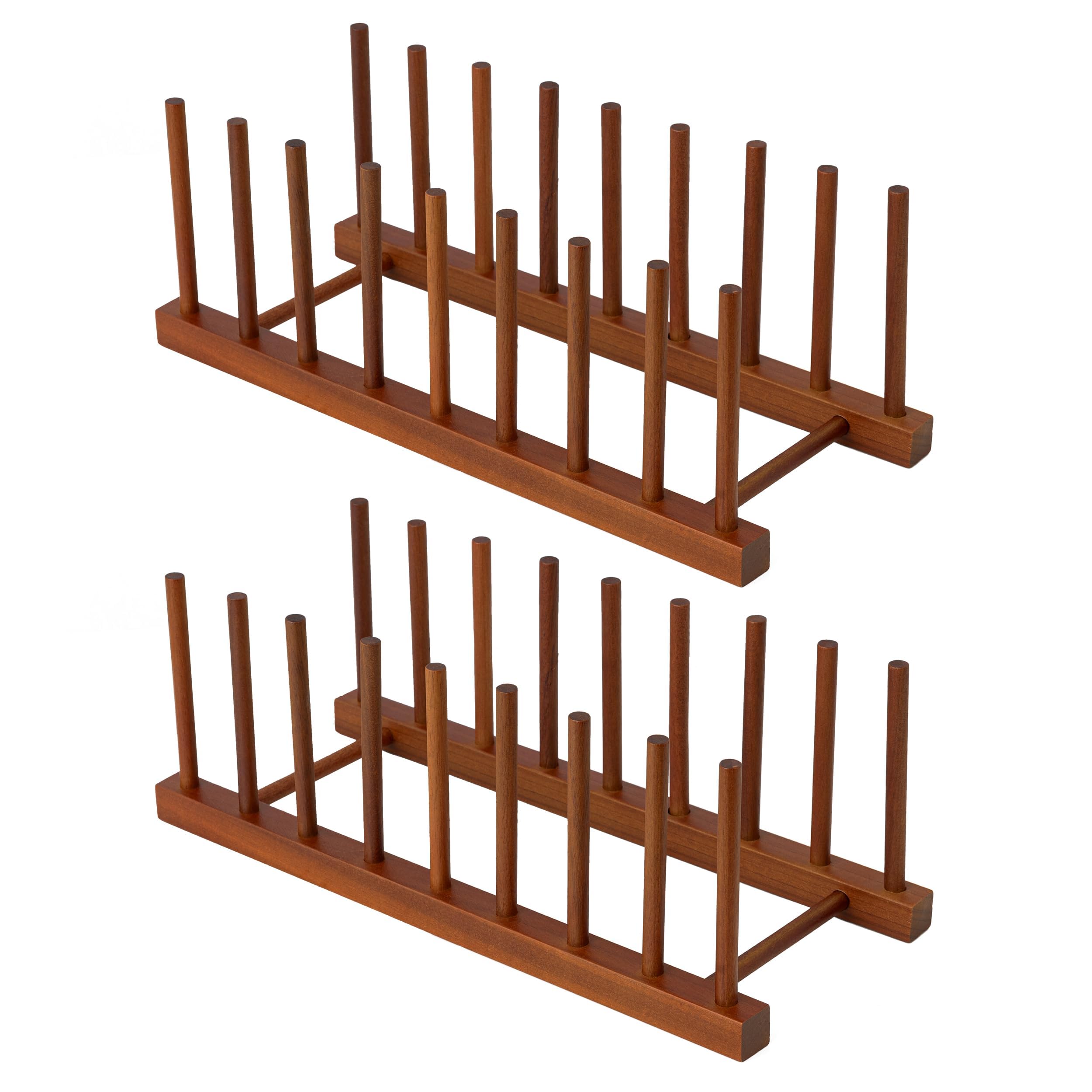 HBlife Teak Dish Plate Bowl Cup Book Pot Lid Cutting Board Drying Rack Stand Drainer Storage Holder Organizer Kitchen Cabinet（Keep Dry）