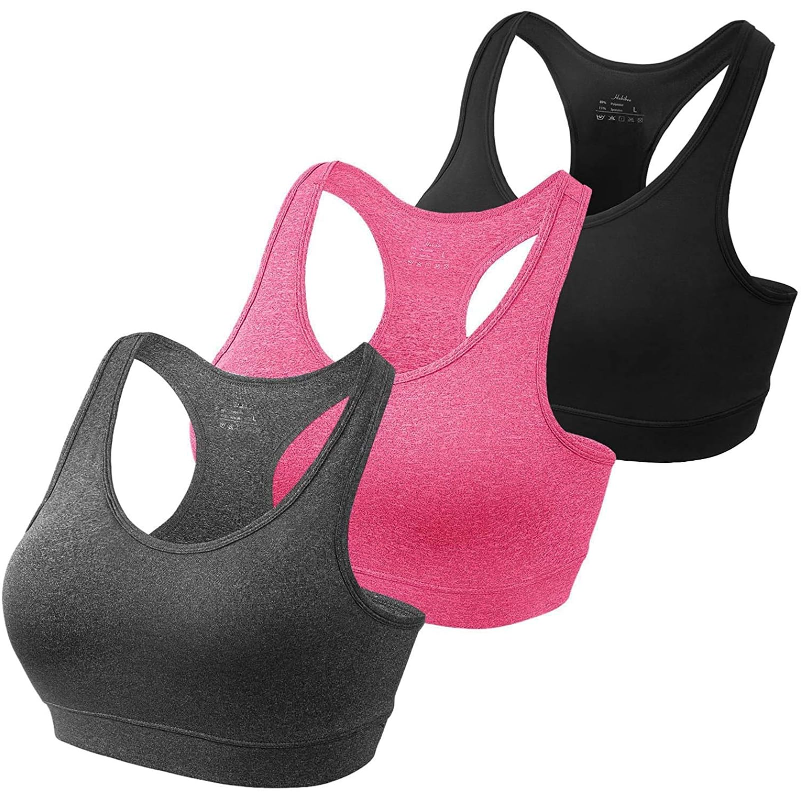 HBlife Sports Bras for Women, Seamless Racerback Bra with Removable Padded, Medium Support Bra for Yoga Workout Fitness