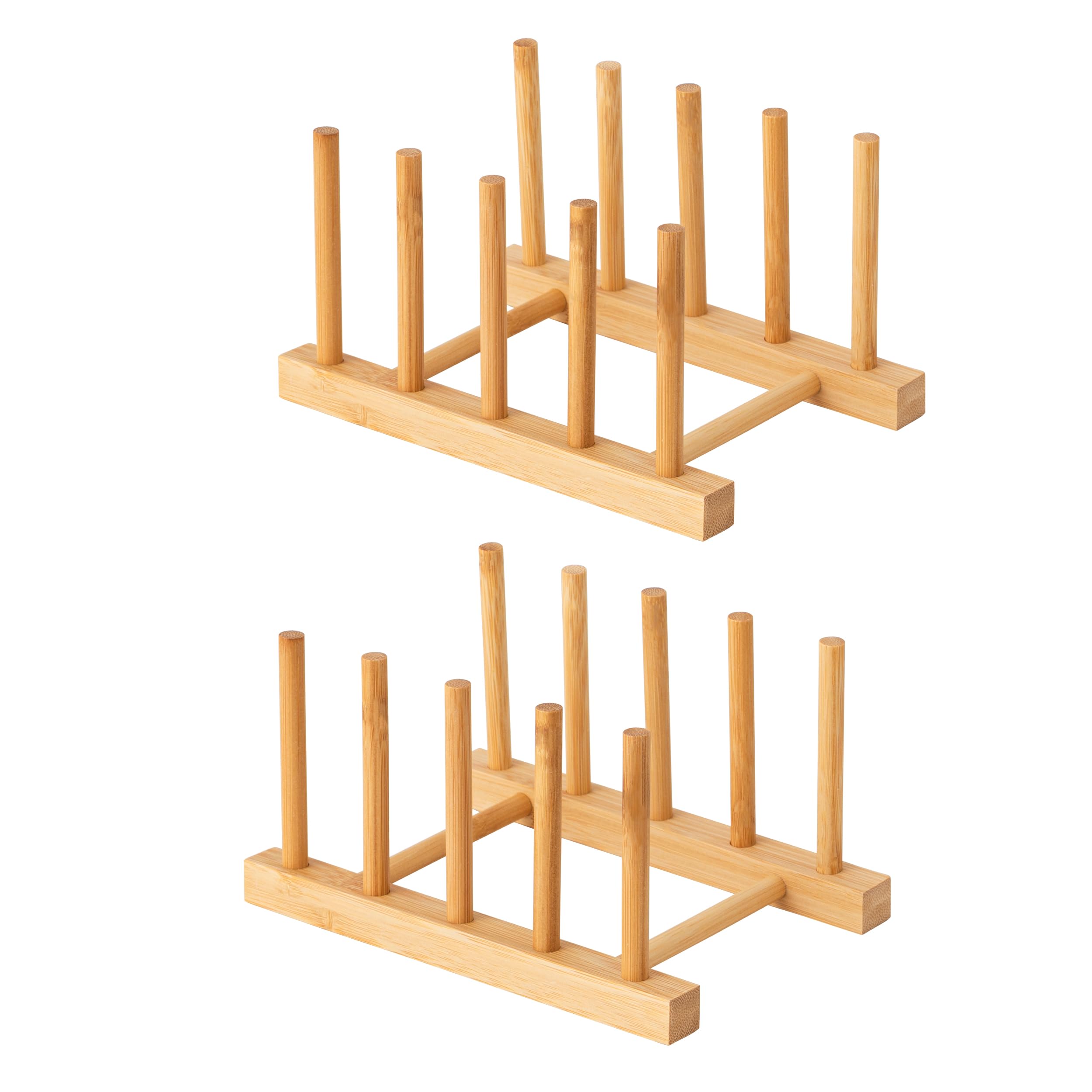 HBlife Acacia Wooden Dish Dying Rack Pot Lid Plate Organizer Holder for Cabinet, Cutting Board Stand Drainer Storage Plate Rack for Dish, Pot Lid, Bowl, Cup, Cutting Board and Books