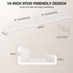 HBlife 24 Inches Floating Shelves Wall Mounted Clear Acrylic Shelves for Figures, 16 Inch Stud Spacing Invisible Floating Bookshelf for Kids and Nursery, 2 Pack (5MM Thick)
