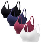 Angelhood Sports Cami Bras Pack for Women - Basic V-Neck Padded Seamless Bras with No Underwire