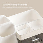 HBlife Makeup Organizer with Brush Holder for Vanity, Large Plastic Bathroom Countertop Organizer Skin Care Storage, Easy to Store Lipsticks, Nail Polishes, Perfumes, Eyeshadow Palettes, All Beige