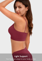 Angelhood Sports Cami Bras Pack for Women - Basic V-Neck Padded Seamless Bras with No Underwire
