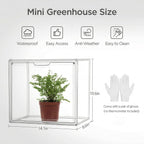 HBlife Mini Greenhouse for Indoor, Clear Stackable Green House with Magnetic Waterproof Door for Small Plants Nursery Germination, Tabletop Portable Greenhouse, 14.1x8.6x10.6 Inch (1 Pack)