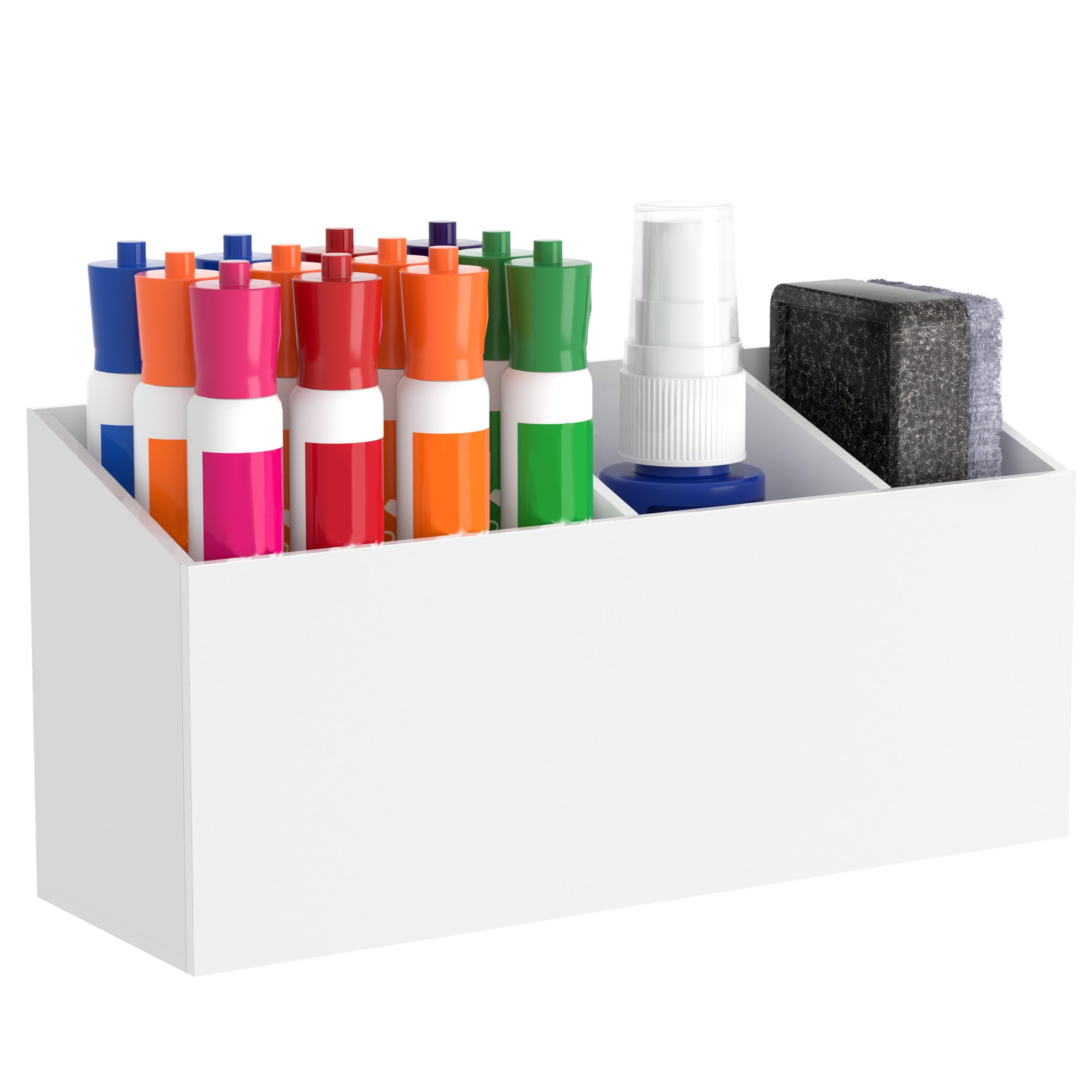 HBlife Magnetic Dry Erase Marker Holder for Whiteboard with 2 Compartments, Acrylic Wall Mount Magnet Pen Pencil Holder for Refrigerator, Locker Organizer Accessories for Classroom Office, Black