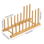 HBlife Heighten and Widen Bamboo Dish Drying Rack Plate Bowl Cup Book Pot Lid Cutting Board Stand Drainer Storage Holder Organizer for Kitchen Cabinet